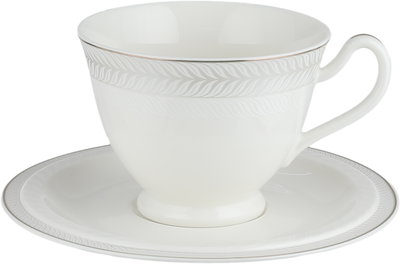 طقم تقديم سفرة بورسلان السيف غاليري، 65 قطعة، نقش فضي - أبيض product image 7