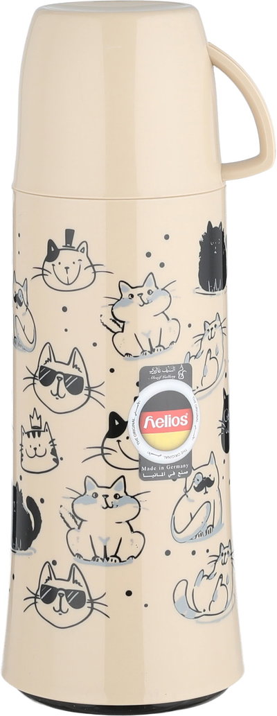 Helios Thermos, 0.75 Liter, Glass Interior, Cat Pattern - Beige Black product image 2