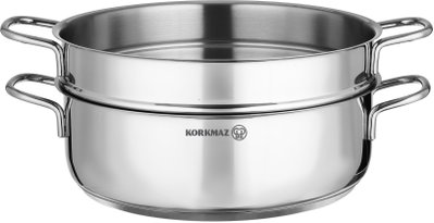 قدر مزدوج ستانلس ستيل كوركماز بيرلا، 28 سم، غطاء زجاج - فضي product image 3