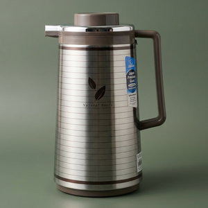zojirushi Abu Feel Japanese Thermos, 1 liter, glass inner container, stainless steel outer body - Silver Cappuccino product image