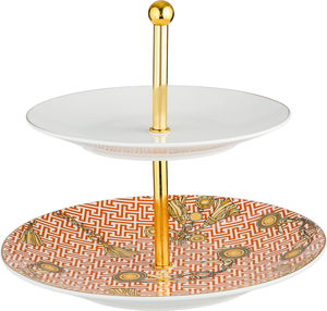 ستاند تقديم بورسلان ون مور، 2 دور، دائري، مسكة يد استيل - متعدد الألوان product image