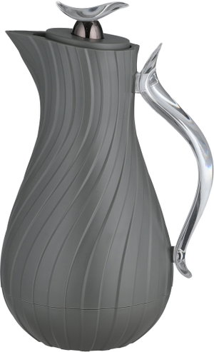 Glory Layal Thermos, 1 Liter, Glass Interior, Transparent Handle, Push-Button Lid - Dark Gray product image 2
