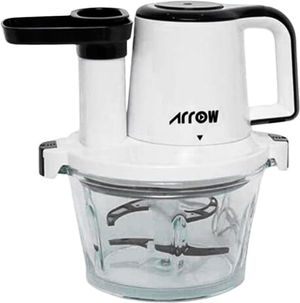 مفرمة تقطيع طعام 3×1 ارو، صانعة برجر ومبشرة، 300 واط، 2 لتر،وعاء زجاج، شفرات ستانلس ستيل، RO-FPW02L3 - ابيض اسود product image