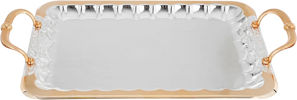 Al Saif Gallery tofaria set with golden edges, 3 pieces, rectangular - silver product image 3