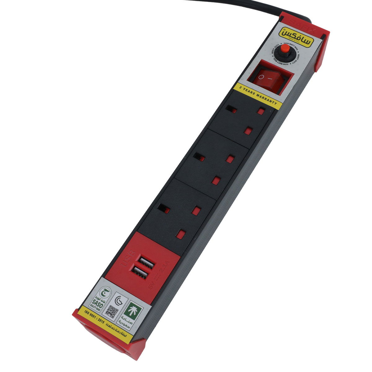 موزع كهربائي السيف غاليري، 3 يارد، 3 منافذ - أسود product image 1