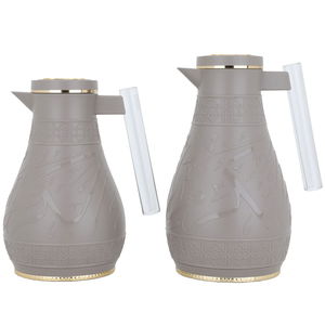 Al Saif Gallery Karam thermos set, 1/0.65 liter, Islamic pattern, thermal glass inner shell, plastic outer shell - Cappuccino product image 3