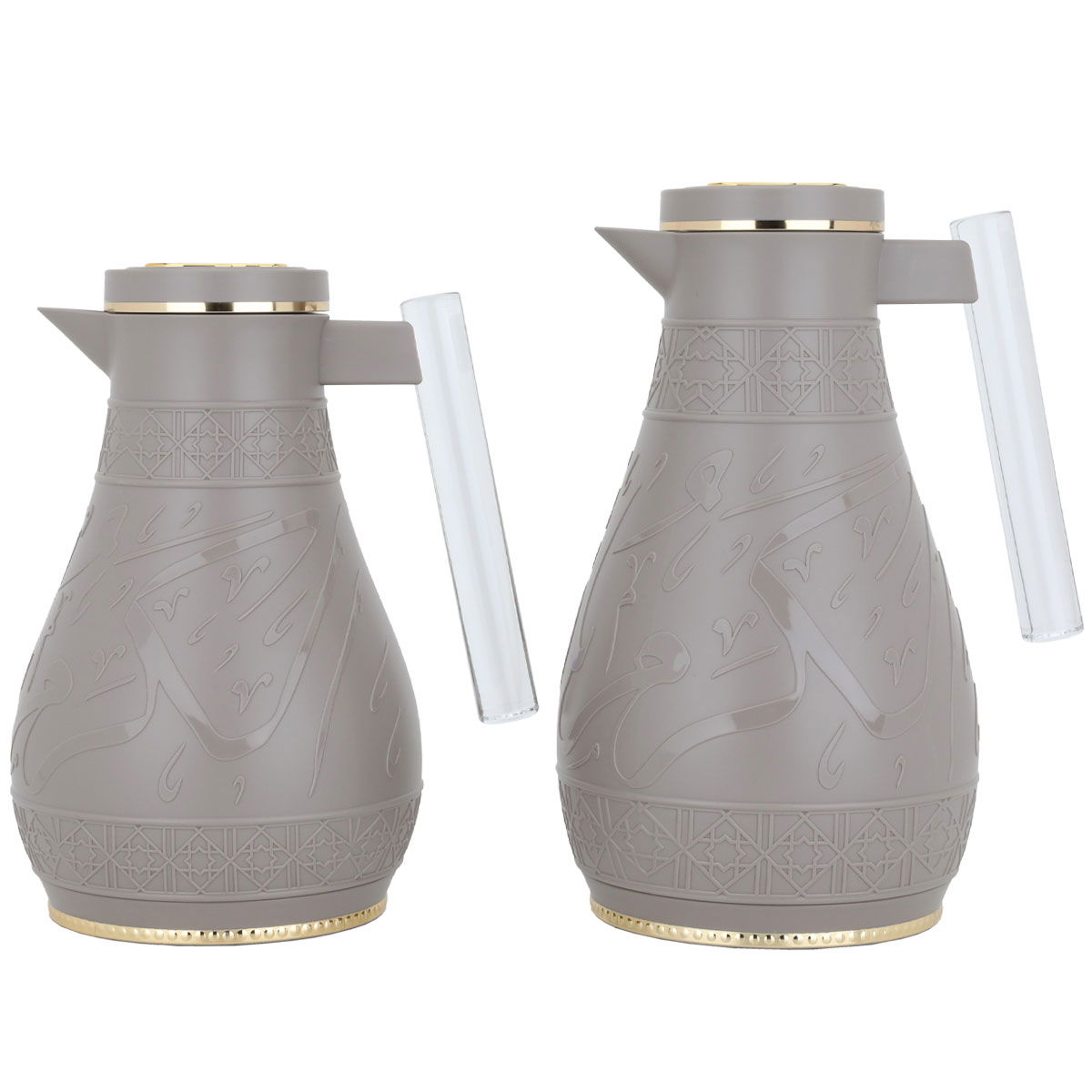 Al Saif Gallery Karam thermos set, 1/0.65 liter, Islamic pattern, thermal glass inner shell, plastic outer shell - Cappuccino product image 3