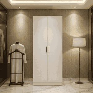 خزانة ملابس خشب MDF، 54×80×200 سم 2 باب - أبيض product image