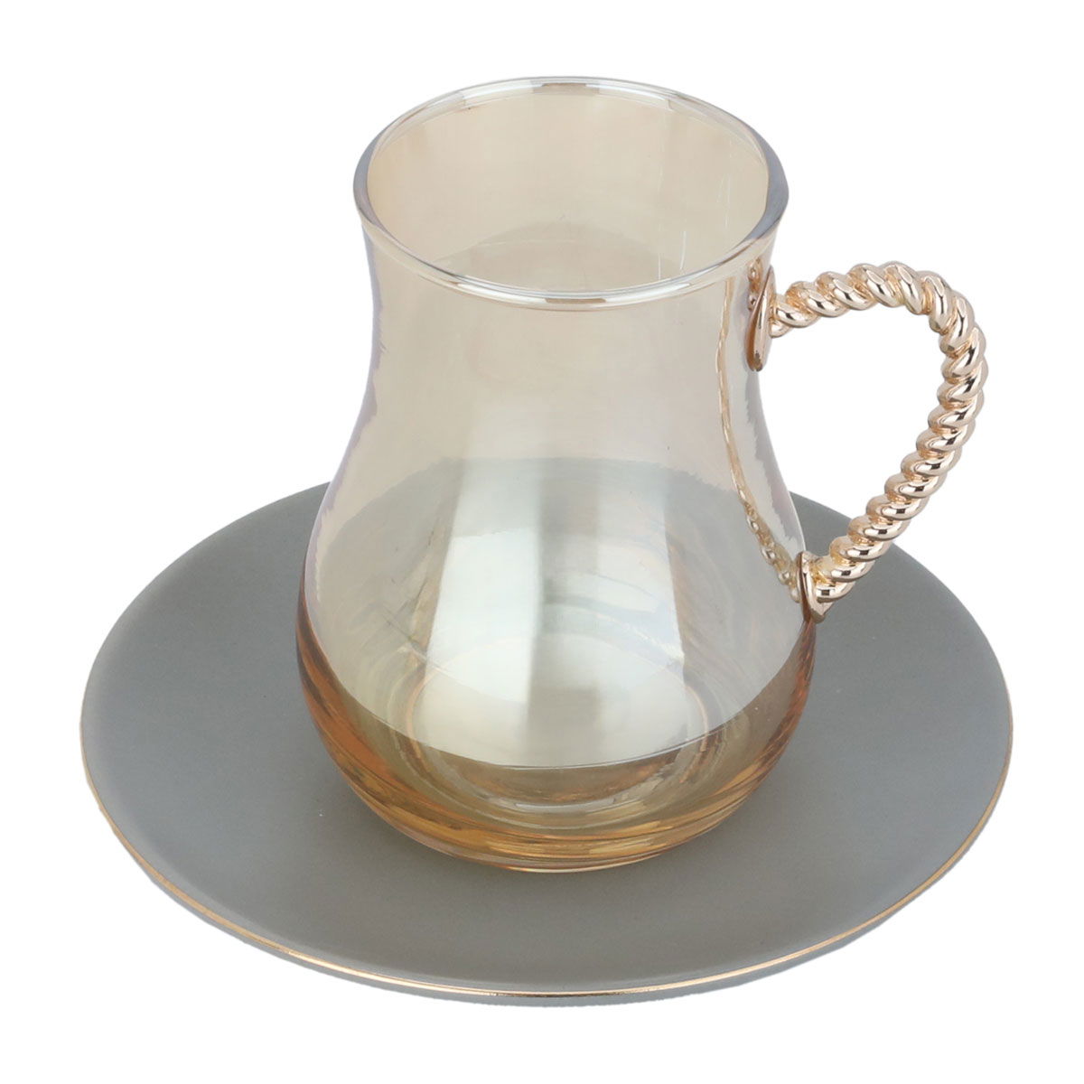 طقم تقديم شاي و قهوة زجاج و بورسلان امبير، 52 قطعة - رمادي ذهبي product image 3