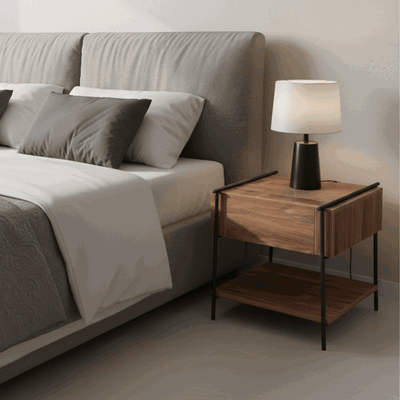 كومدينه خشب ام دي اف، 50×50×47.8 سم، 1 درج و رف - بني product image 1