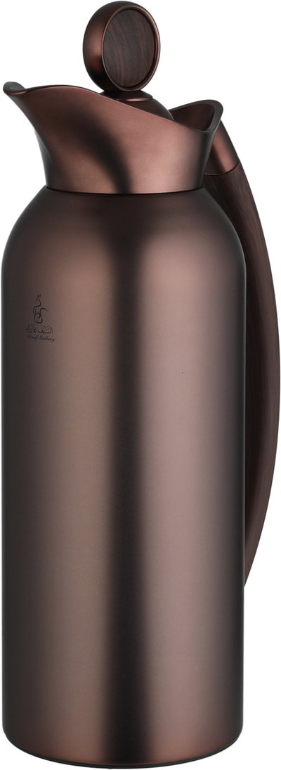 Al Saif Gallery 2-piece 1/2 liter thermos set, tempered glass inner container, wooden handle, plunger - matte brass product image 8