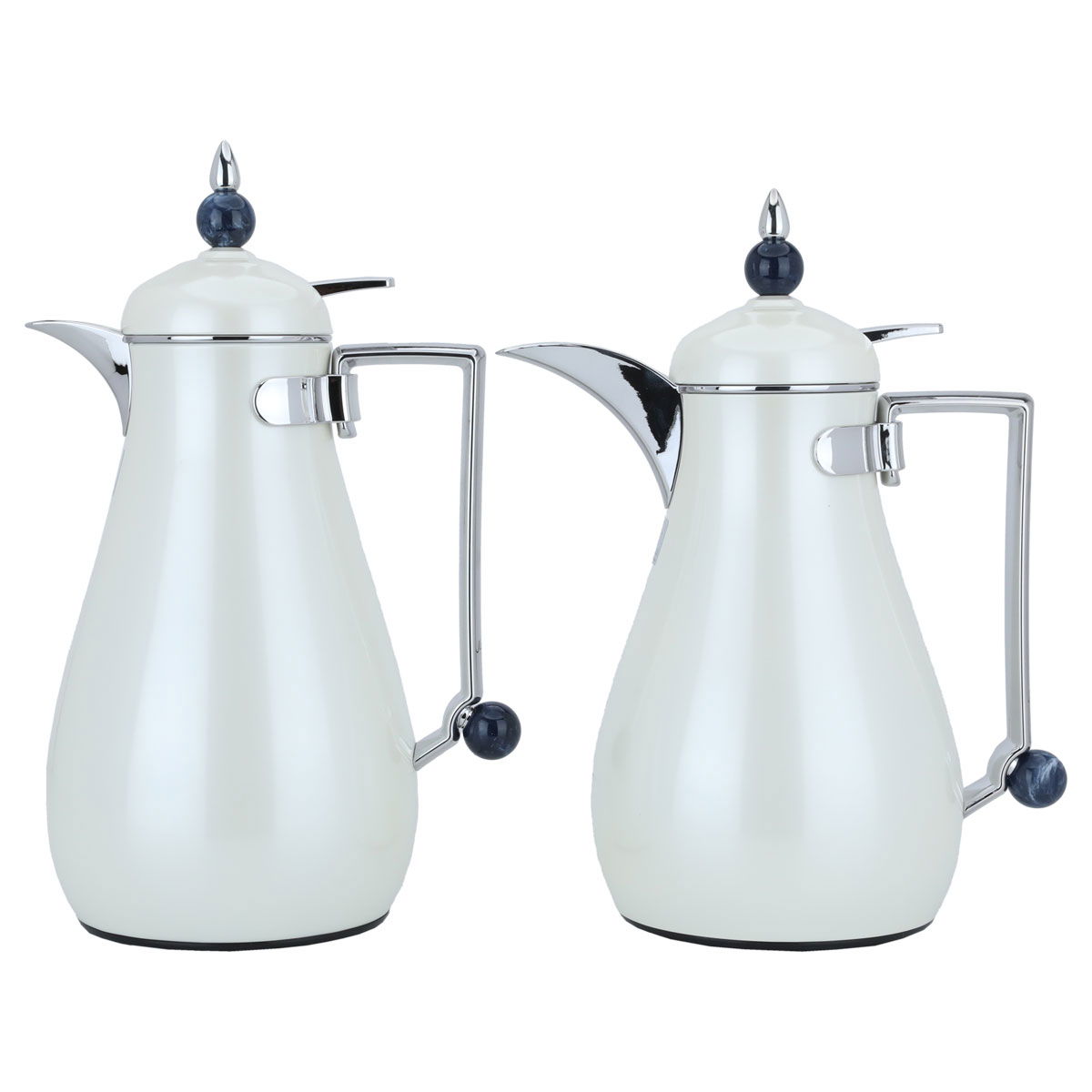Al Saif Gallery Crystal Thermos Set, 1/0.7 litre, tofaria, thermal glass inner container, steel outer shell - pearl silver product image 2