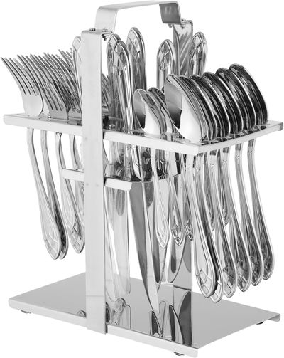 طقم ملاعق استيل مع ستاند السيف غاليري، 30 قطعة - فضي product image 1