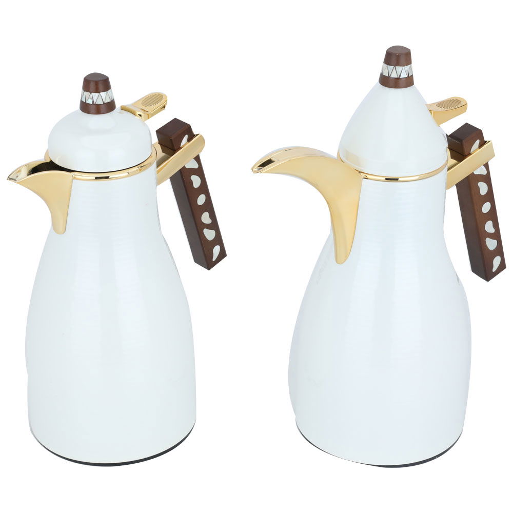 Al Saif Gallery Maimouna thermos set, two pieces, 1/1 liter, thermal glass inner shell, steel outer shell - pearl product image 2