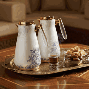 طقم ترامس فكتوريا السيف غاليري، 0.75 / 1 لتر، حافظة داخلية زجاج حراري، هيكل خارجي استيل - أبيض ذهبي product image 2