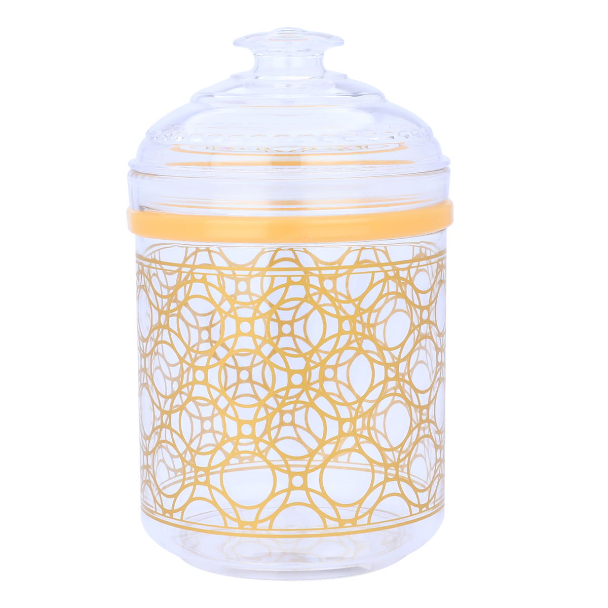 Al Saif Gallery plastic container, 950 ml, golden embossed - transparent product image