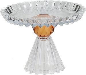 ستاند تقديم حلا زجاج السيف غاليري، قاعدة عسلي، 19x19x13.5 سم - شفاف product image