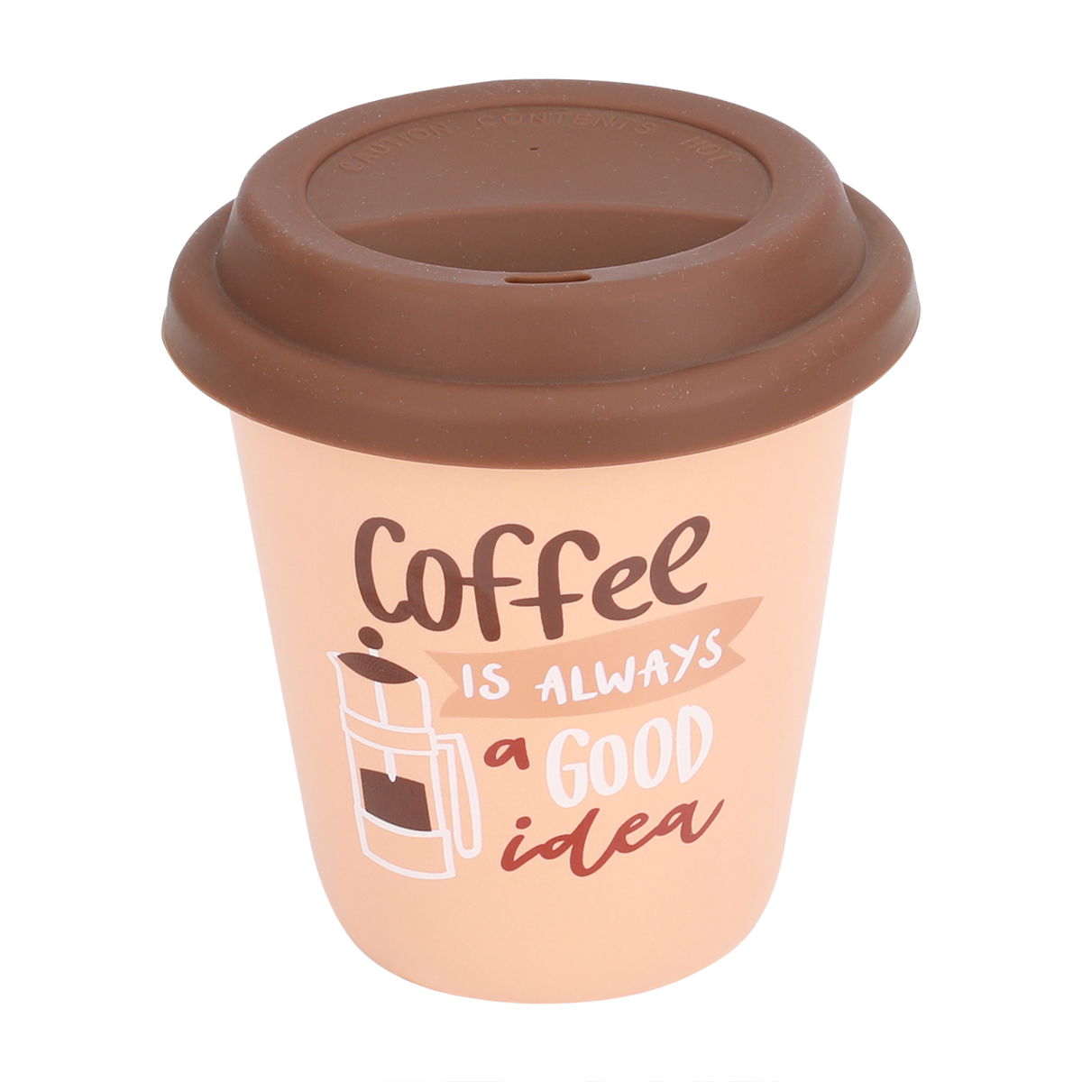 Al Saif Gallery porcelain coffee cup, 350 ml, with a brown-beige silicone lid product image