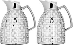 Al Saif Gallery Andalusia thermos set, 0.75/1 liter, glass inner shell, plastic outer shell - white and silver product image 2