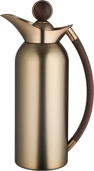 Al Saif Gallery Chandelier Thermos Set, 2 Pieces, 1/2 Liter, Tempered Glass Inner Container, Wooden Handle, Push Button - Brownie Wooden product image 3