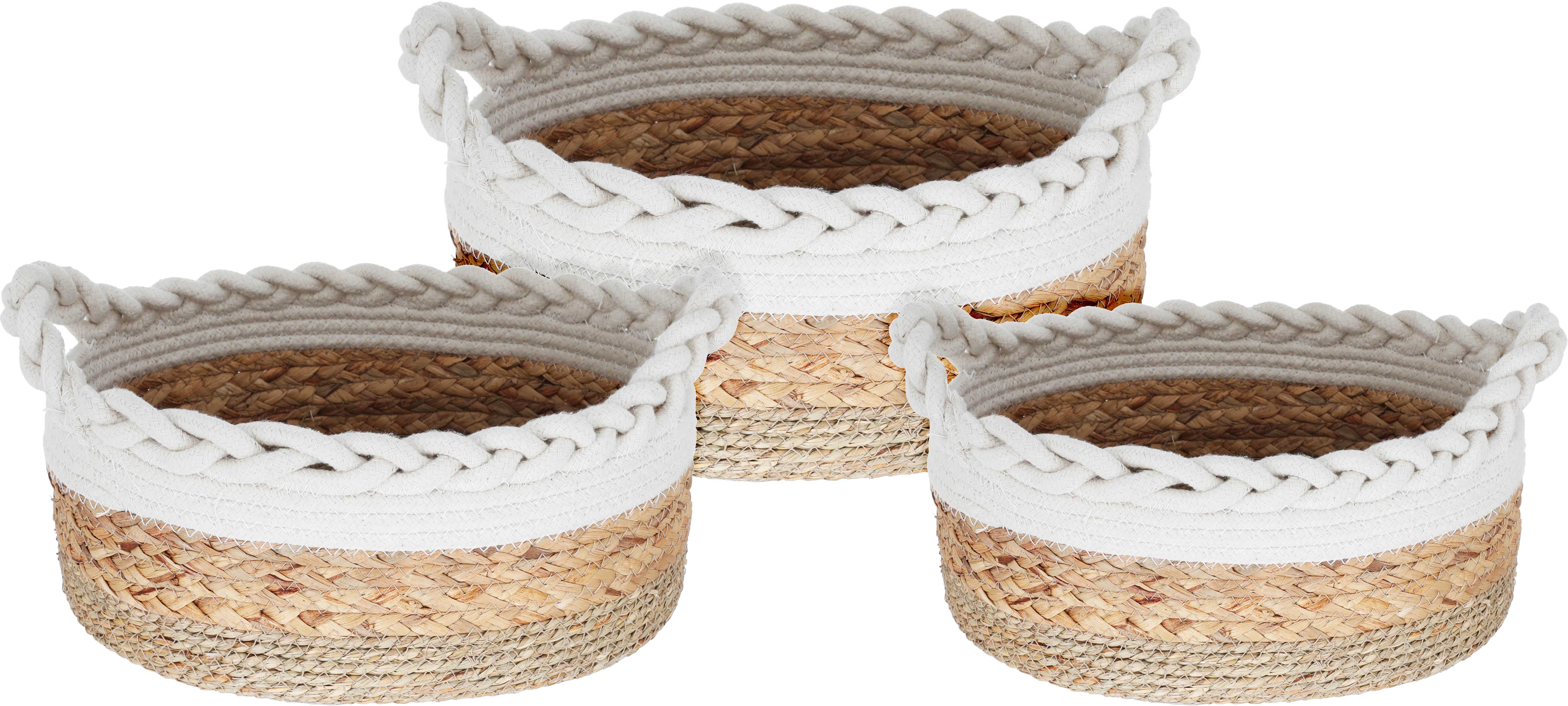طقم سلال قطن السيف غاليري، 25-30-28 سم، 3 قطع، دائري - بيج product image