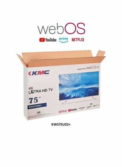 تلفزيون بدون اطار LED سمارت كيه ام سي، 75 بوصة، 4K UHD، ريسيفر مدمج، ويب أو أس، 2 ريموت، KWS75U02 - اسود product image 3