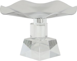 ستاند تقديم ستانلس استيل السيف غاليري، 17x17x11 سم، قاعدة مربع زجاج - فضي شفاف product image