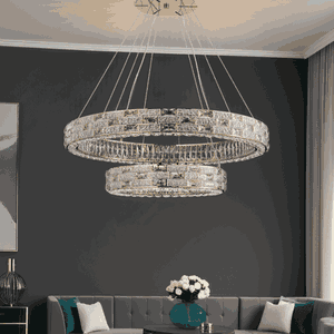 Norco Classic Aluminum Glass Chandelier, 2 Rings, 3000K, 90W - Gold product image
