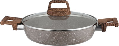 طقم قدور جرانيت روكي، 9 قطع، مسكة يد خشبي، غطاء زجاج - بني product image 9