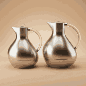 طقم ترامس ليال السيف غاليري، 0.6 / 0.9 لتر، 2 قطعة، حافظة داخلية زجاج، يد شفاف، ضغاط - فضي شفاف product image