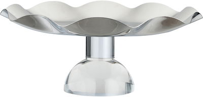 Al Saif Gallery Stainless Steel Serving Stand, 27.7x27.7x12 cm, Transparent Base - Transparent Silver product image 2