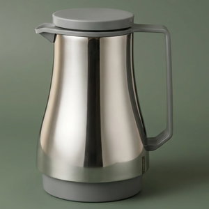Helios Thermos, 0.6 Liter, Glass Interior, Horse Pattern, Push-Button Lid - Silver Gray product image