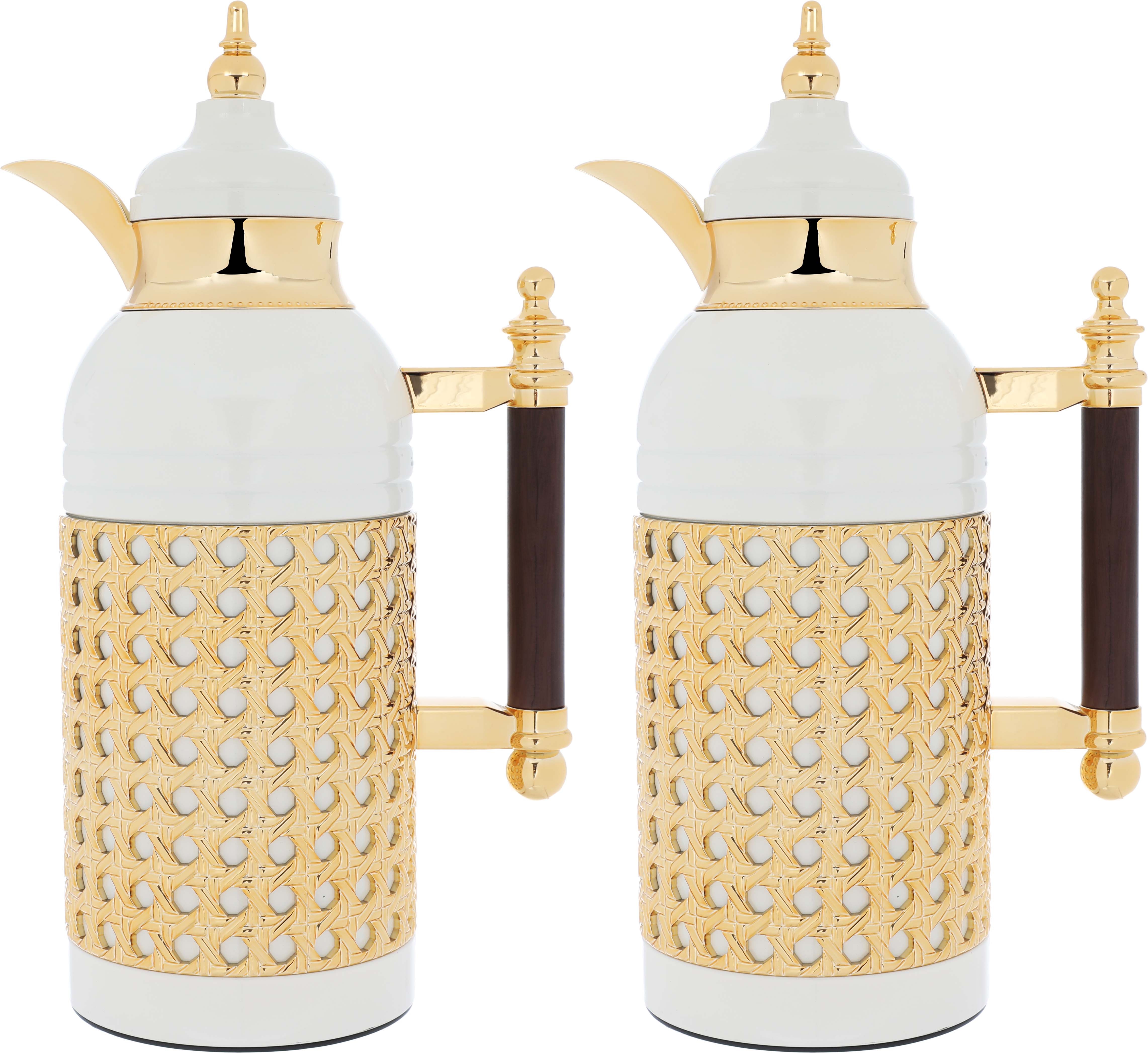 Al Saif Gallery Steel Thermos Set, 1 Liter, 2 Pieces - Golden White product image