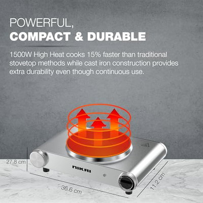موقد كهربائي نيكاي، 1500 واط، 1 عين، Nktoe4N2 - فضي product image 7