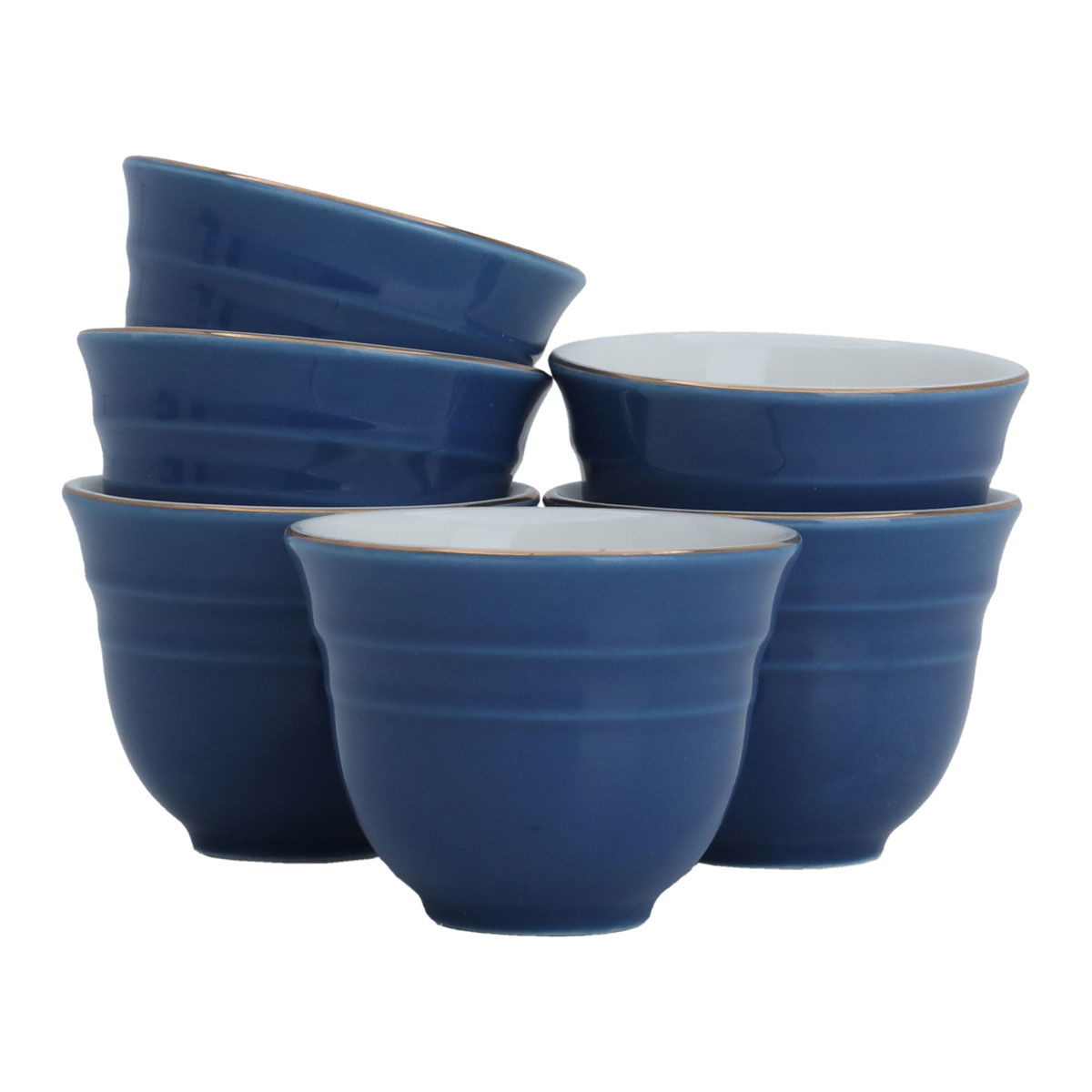 Al Saif Gallery porcelain Arabic coffee cups set, with golden font, 12 pieces - blue product image