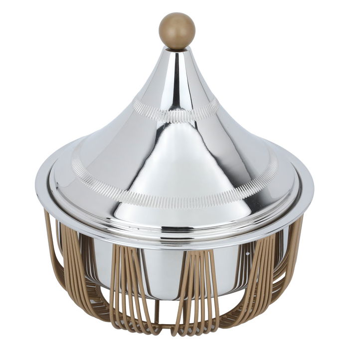 Al Saif Gallery Steel Food Heater, 24 x 24 x 24 cm, with base - silver copper product image 2