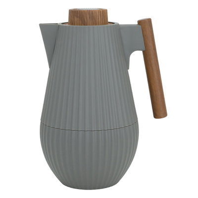 Al Saif Gallery Layar thermos, 1 liter, wooden handle, squeezer, thermal glass inner container, plastic outer shell - dark gray product image 2