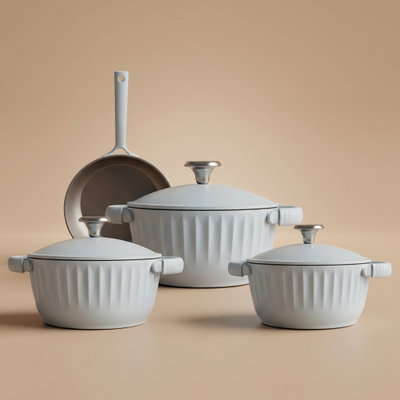 طقم قدور المونيوم روبوست، 7 قطع - رمادي فاتح product image 1
