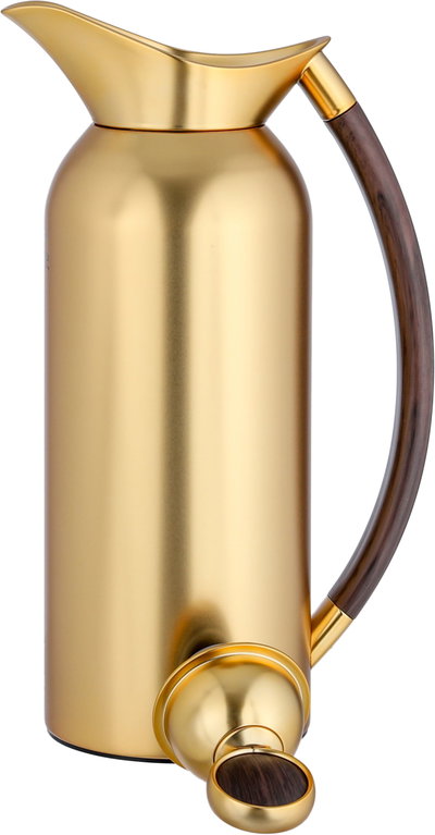 Al Saif Gallery Al Thuraya Thermos Set, 2 Pieces, 1/1 Liter, glass interior, black handle, gold push-button lid product image 10