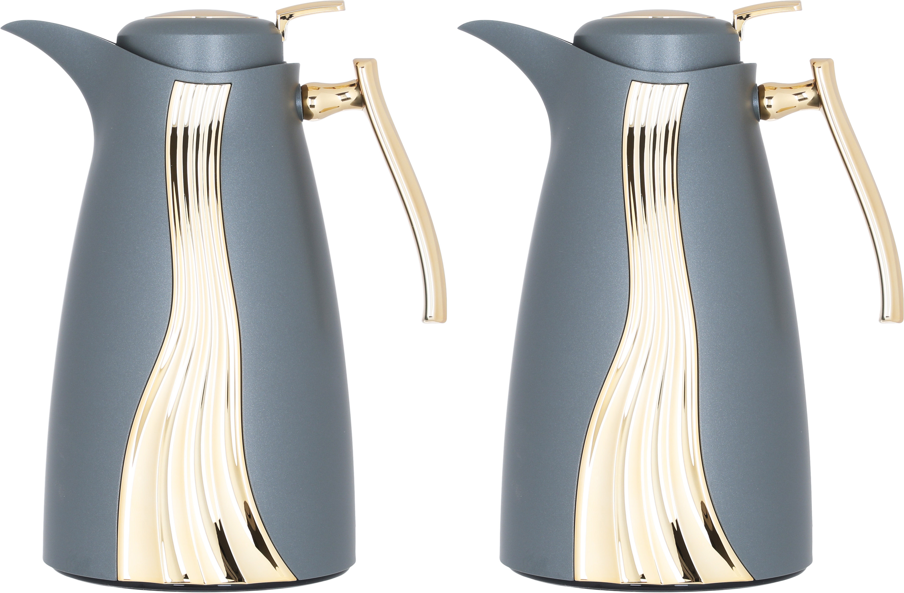Al Saif Gallery Karma thermos set, 1 liter, thermal glass inner shell, plastic outer shell - dark gray product image