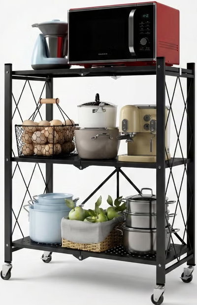 وحدة تخزين معدن فيسيو، 3 ادراج قابلة للطي، 4 عجلات - اسود product image 2