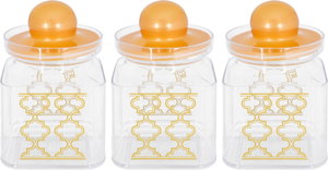 Al Saif Gallery plastic spice container set, with a golden lid, 3 pieces - transparent product image 2