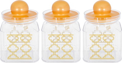 طقم علب بهارات بلاستيك السيف غاليري، بغطاء ذهبي، 3 قطع - شفاف product image 2