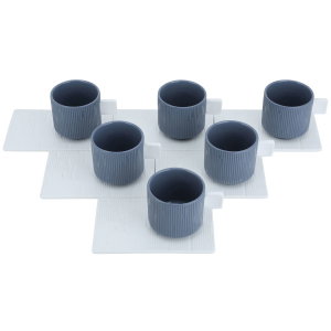طقم اكواب قهوة تركي سراميك السيف غاليري، 12 قطعة، صحن مستطيل - رمادي غامق product image 2