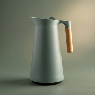 Timeless Linda Thermos, 1 liter, wooden handle, thermal glass inner container, plastic outer shell - dark green product image 1