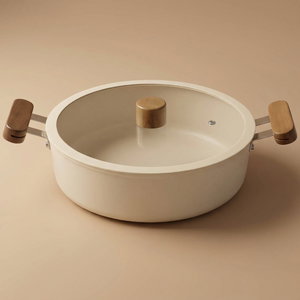 Tornado Ceramic Frying Pan, 26 cm, Wooden Handle - Beige product image