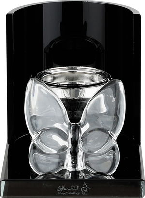 مبخرة زجاج السيف غاليري، قاعدة اسود مزينة فراشة، 12x9x10 سم - شفاف اسود product image 2