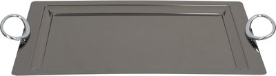Al Saif Gallery Steel Serving Tray, 43x27.8x1 cm - Glossy Black Silver product image 2