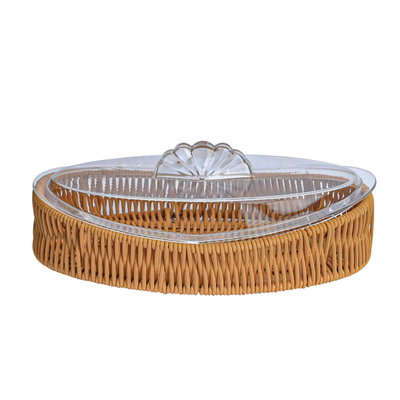 صحن خوص السيف غاليري، بيضاوي، بغطاء اكرليك - بيج product image 1