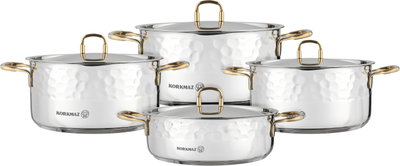 طقم قدور ستانلس ستيل ايرنا 2كوركماز، 8 قطعة - فضي ذهبي product image 2